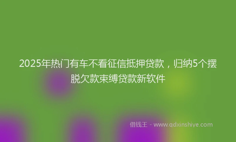 2025年热门有车不看征信抵押贷款，归纳5个摆脱欠款束缚贷款新软件