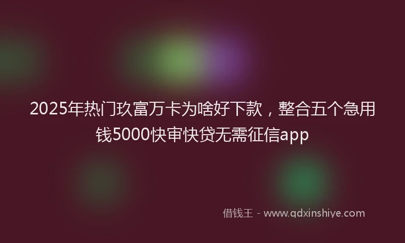 2025年热门玖富万卡为啥好下款，整合五个急用钱5000快审快贷无需征信app