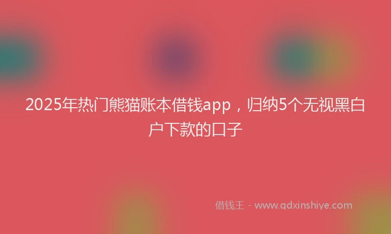 2025年热门熊猫账本借钱app，归纳5个无视黑白户下款的口子
