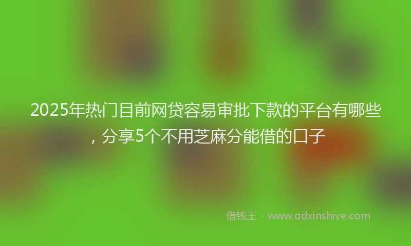 2025年热门目前网贷容易审批下款的平台有哪些，分享5个不用芝麻分能借的口子