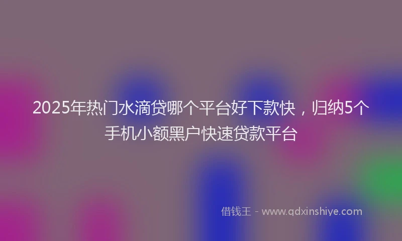 2025年热门水滴贷哪个平台好下款快，归纳5个手机小额黑户快速贷款平台