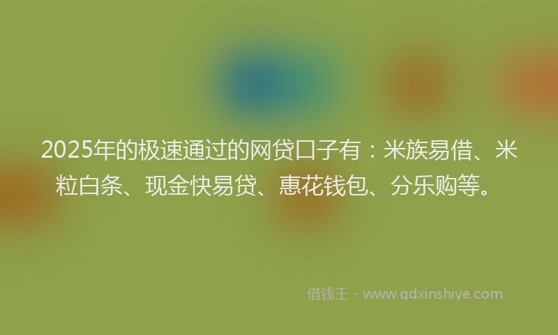 2025年的极速通过的网贷口子有：米族易借、米粒白条、现金快易贷、惠花钱包、分乐购等。