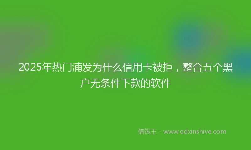 2025年热门浦发为什么信用卡被拒，整合五个黑户无条件下款的软件