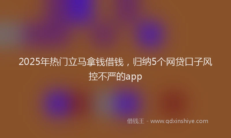 2025年热门立马拿钱借钱，归纳5个网贷口子风控不严的app