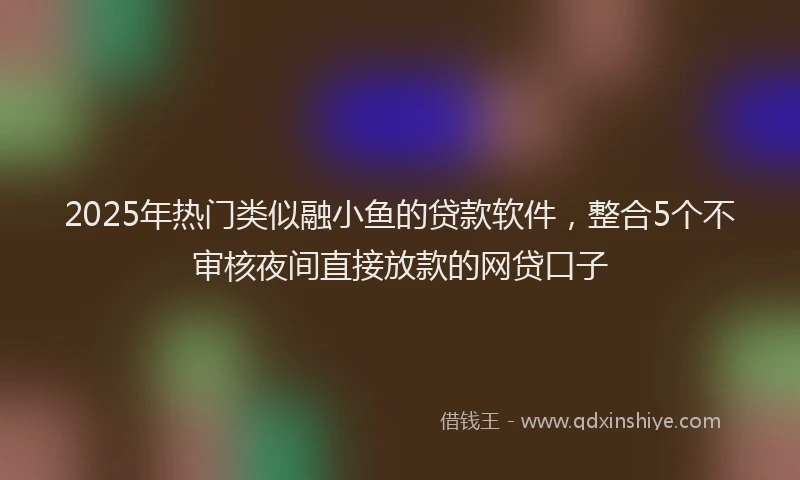 2025年热门类似融小鱼的贷款软件，整合5个不审核夜间直接放款的网贷口子