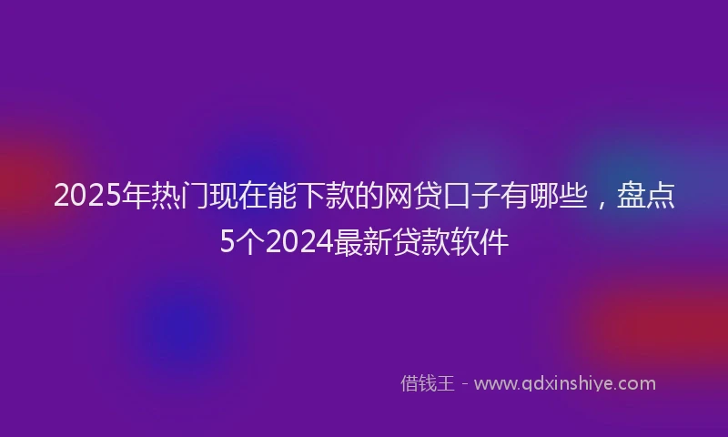 2025年热门现在能下款的网贷口子有哪些，盘点5个2024最新贷款软件