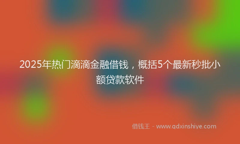 2025年热门滴滴金融借钱，概括5个最新秒批小额贷款软件