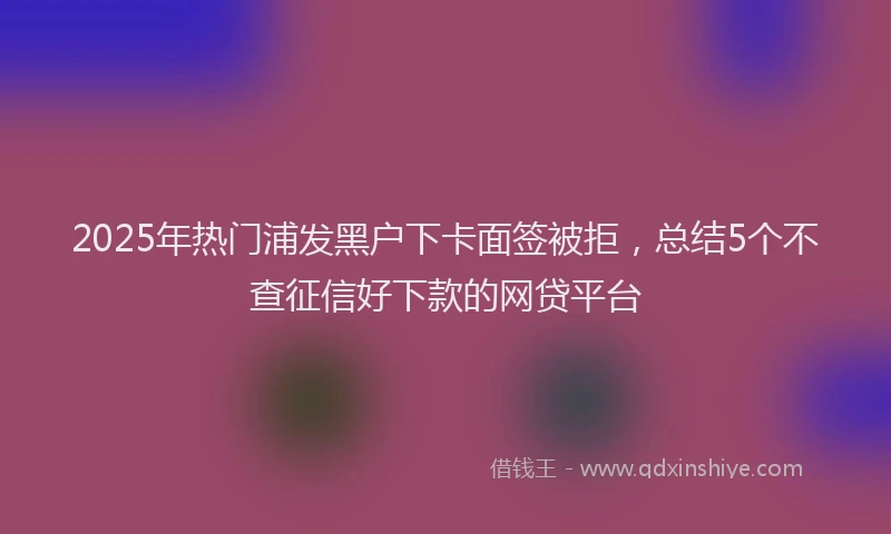 2025年热门浦发黑户下卡面签被拒，总结5个不查征信好下款的网贷平台