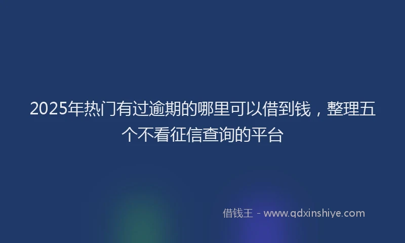 2025年热门有过逾期的哪里可以借到钱，整理五个不看征信查询的平台
