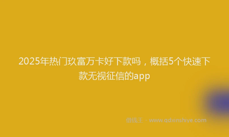 2025年热门玖富万卡好下款吗，概括5个快速下款无视征信的app