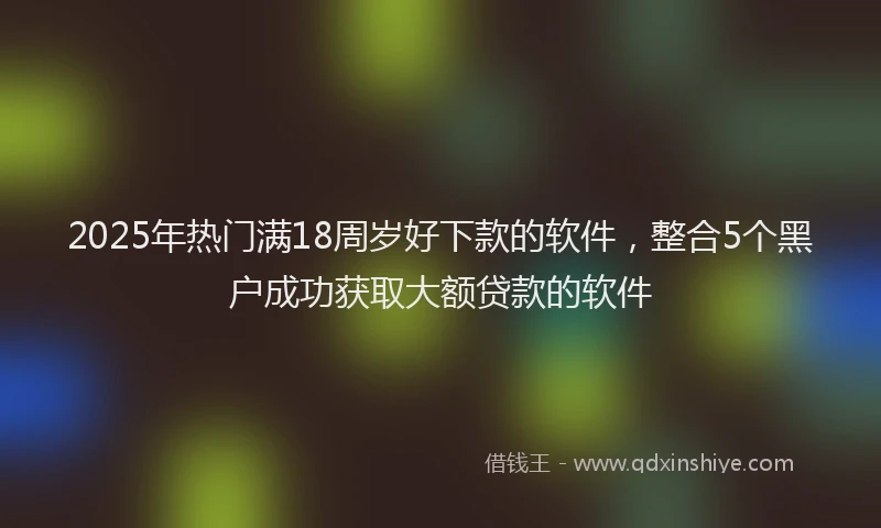 2025年热门满18周岁好下款的软件，整合5个黑户成功获取大额贷款的软件