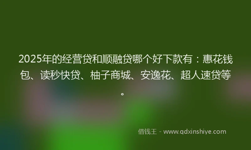 2025年的经营贷和顺融贷哪个好下款有：惠花钱包、读秒快贷、柚子商城、安逸花、超人速贷等。