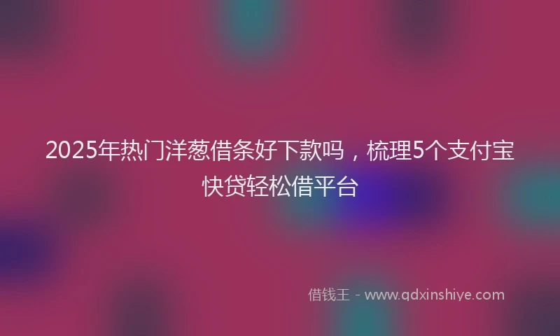 2025年热门洋葱借条好下款吗，梳理5个支付宝快贷轻松借平台