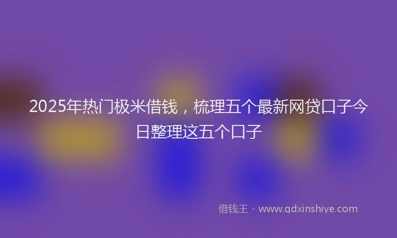 2025年热门极米借钱，梳理五个最新网贷口子今日整理这五个口子
