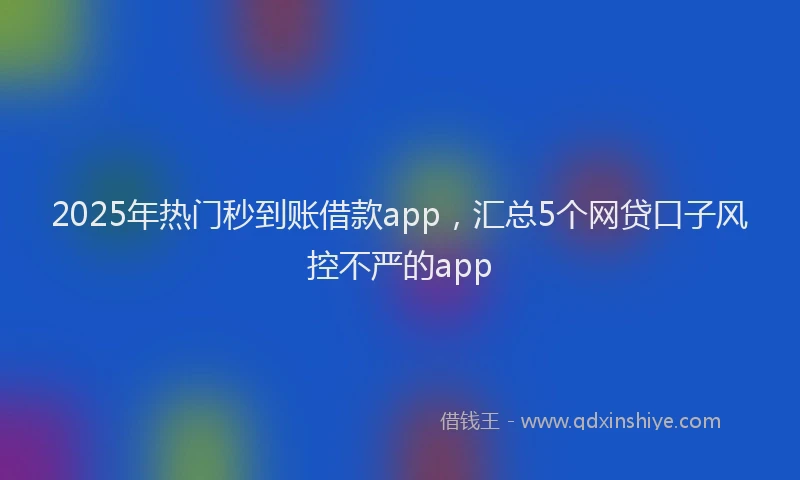 2025年热门秒到账借款app，汇总5个网贷口子风控不严的app