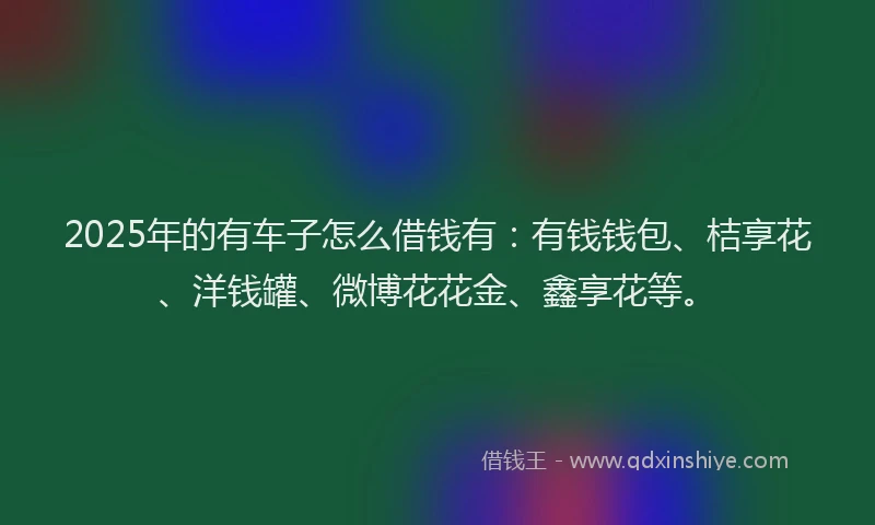 2025年的有车子怎么借钱有：有钱钱包、桔享花、洋钱罐、微博花花金、鑫享花等。