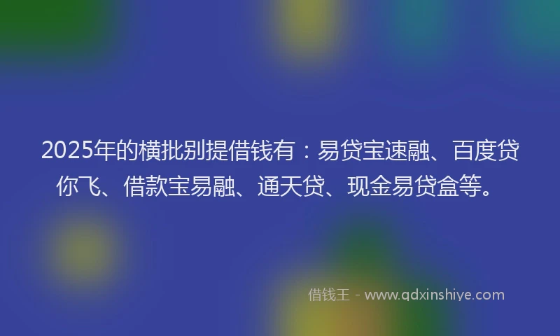 2025年的横批别提借钱有：易贷宝速融、百度贷你飞、借款宝易融、通天贷、现金易贷盒等。