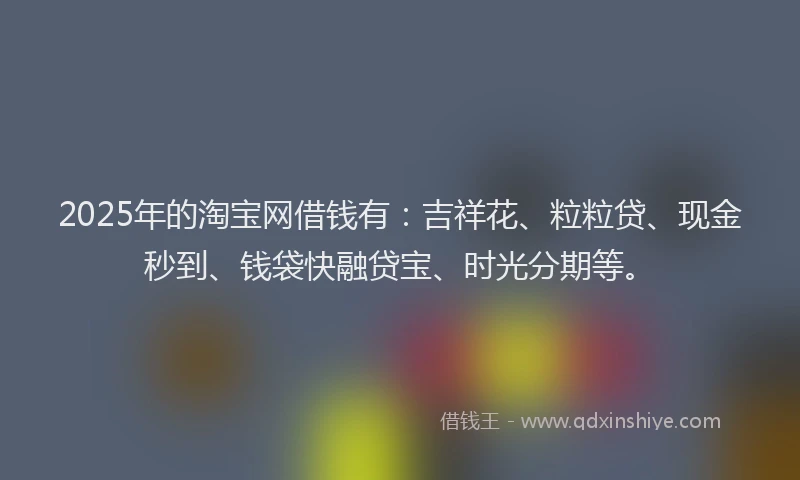 2025年的淘宝网借钱有：吉祥花、粒粒贷、现金秒到、钱袋快融贷宝、时光分期等。