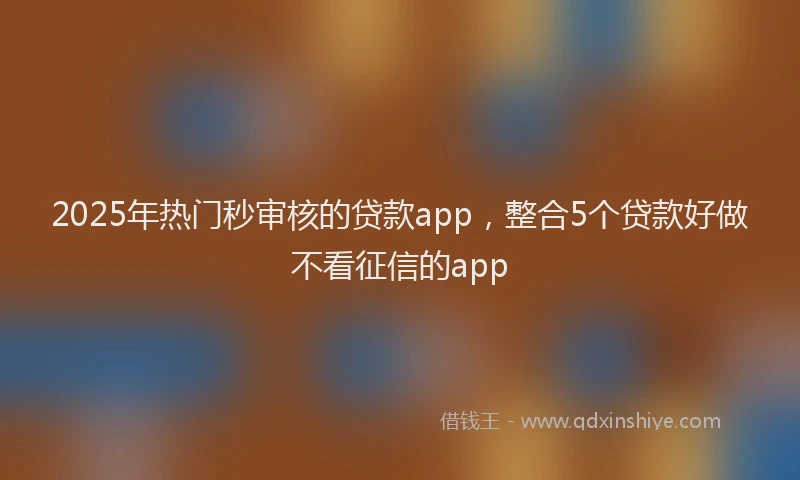 2025年热门秒审核的贷款app，整合5个贷款好做不看征信的app