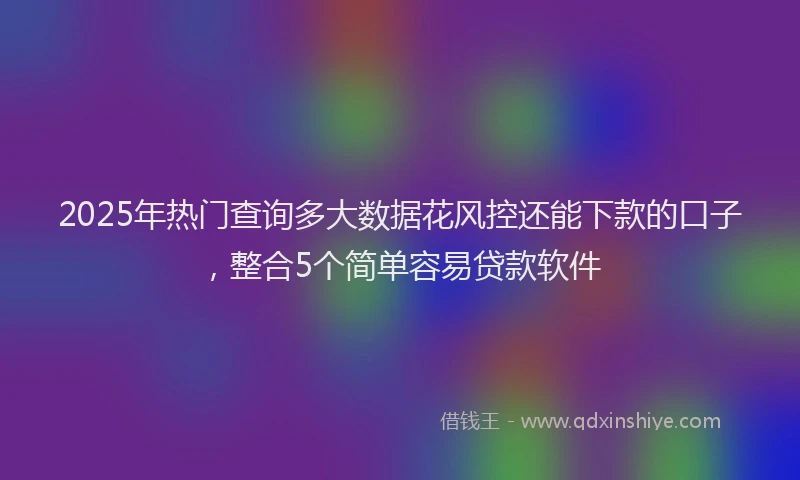 2025年热门查询多大数据花风控还能下款的口子，整合5个简单容易贷款软件
