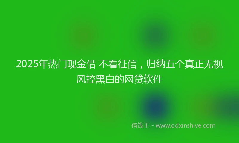 2025年热门现金借 不看征信，归纳五个真正无视风控黑白的网贷软件