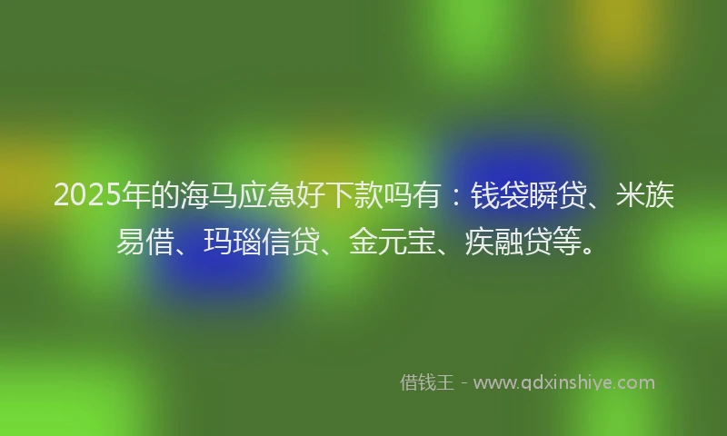 2025年的海马应急好下款吗有：钱袋瞬贷、米族易借、玛瑙信贷、金元宝、疾融贷等。