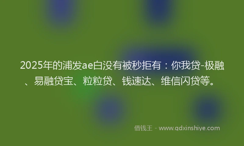 2025年的浦发ae白没有被秒拒有：你我贷-极融、易融贷宝、粒粒贷、钱速达、维信闪贷等。
