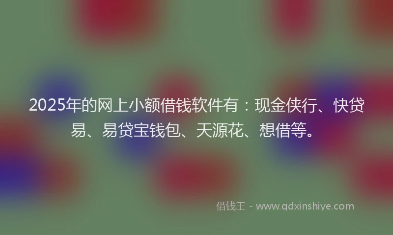 2025年的网上小额借钱软件有：现金侠行、快贷易、易贷宝钱包、天源花、想借等。