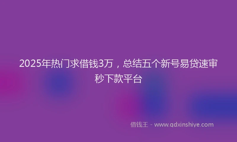 2025年热门求借钱3万，总结五个新号易贷速审秒下款平台