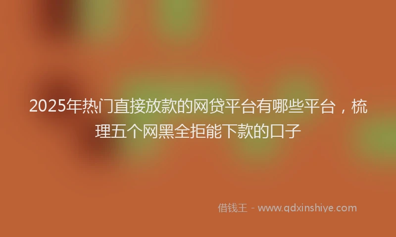 2025年热门直接放款的网贷平台有哪些平台，梳理五个网黑全拒能下款的口子