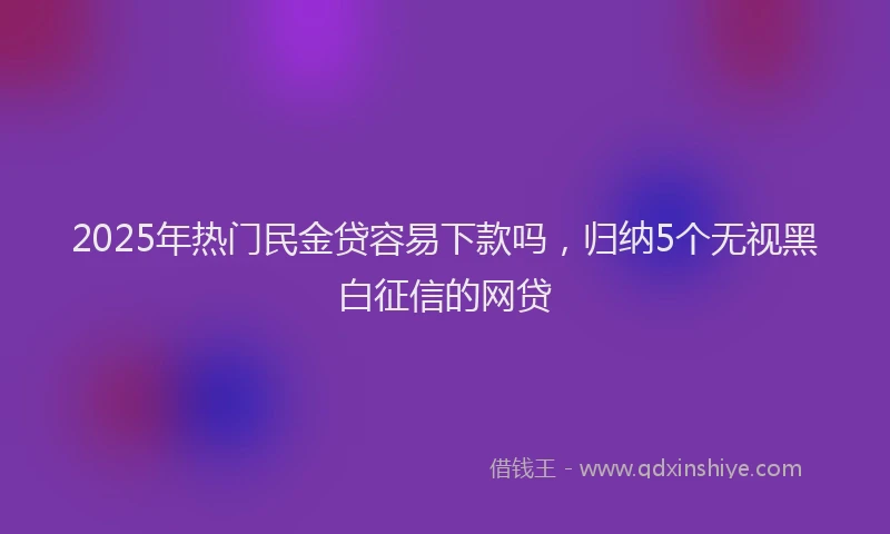 2025年热门民金贷容易下款吗，归纳5个无视黑白征信的网贷