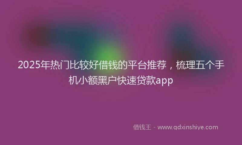 2025年热门比较好借钱的平台推荐，梳理五个手机小额黑户快速贷款app