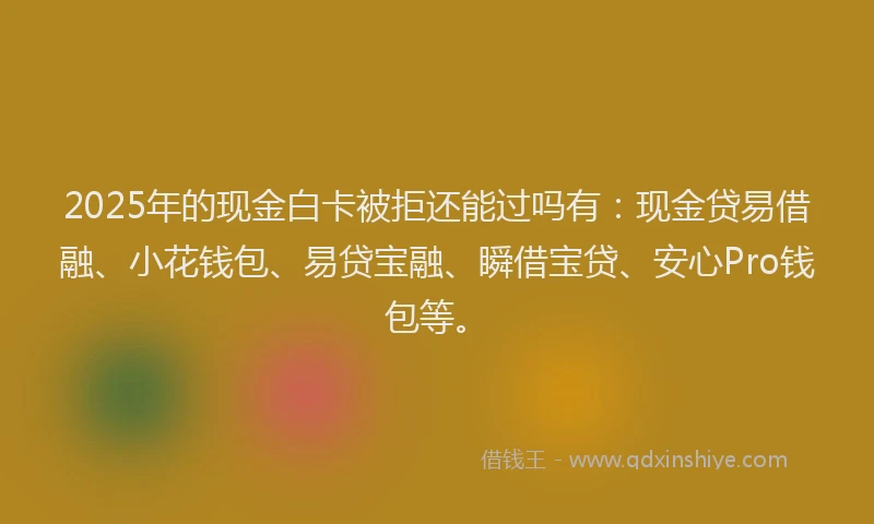 2025年的现金白卡被拒还能过吗有：现金贷易借融、小花钱包、易贷宝融、瞬借宝贷、安心Pro钱包等。