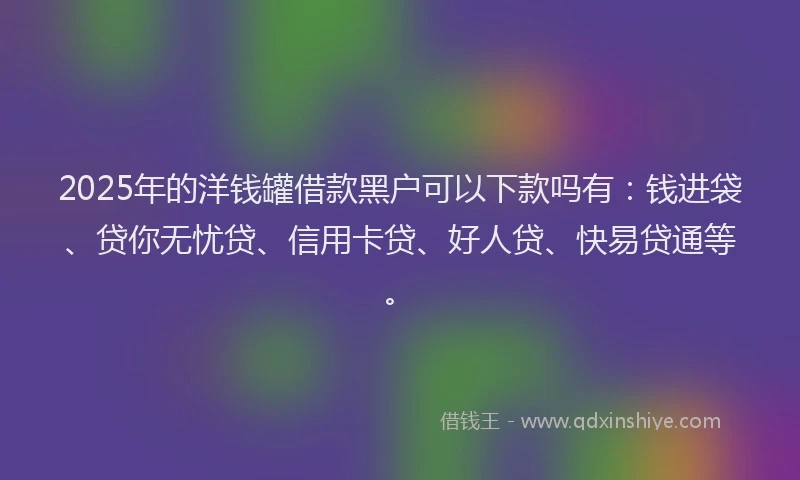 2025年的洋钱罐借款黑户可以下款吗有：钱进袋、贷你无忧贷、信用卡贷、好人贷、快易贷通等。