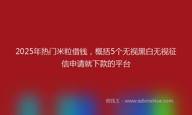 2025年热门米粒借钱，概括5个无视黑白无视征信申请就下款的平台