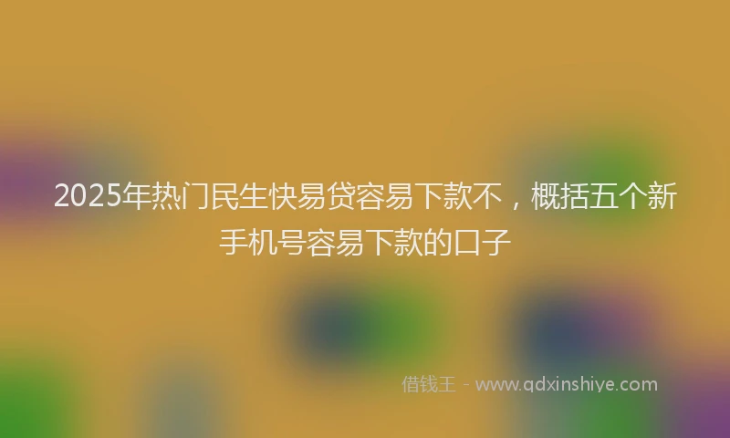 2025年热门民生快易贷容易下款不，概括五个新手机号容易下款的口子