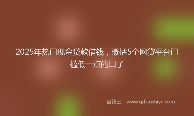 2025年热门现金贷款借钱，概括5个网贷平台门槛低一点的口子