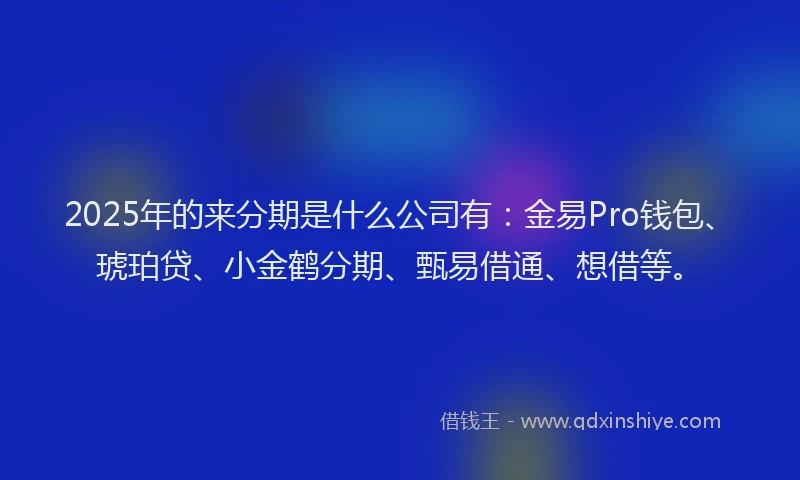 2025年的来分期是什么公司有：金易Pro钱包、琥珀贷、小金鹤分期、甄易借通、想借等。
