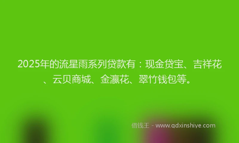 2025年的流星雨系列贷款有：现金贷宝、吉祥花、云贝商城、金瀛花、翠竹钱包等。