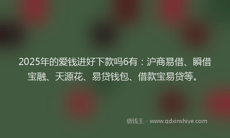 2025年的爱钱进好下款吗6有：沪商易借、瞬借宝融、天源花、易贷钱包、借款宝易贷等。