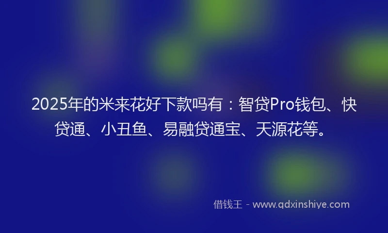 2025年的米来花好下款吗有：智贷Pro钱包、快贷通、小丑鱼、易融贷通宝、天源花等。