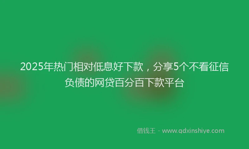 2025年热门相对低息好下款，分享5个不看征信负债的网贷百分百下款平台