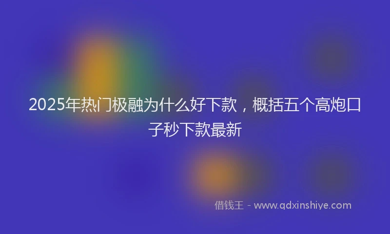 2025年热门极融为什么好下款，概括五个高炮口子秒下款最新
