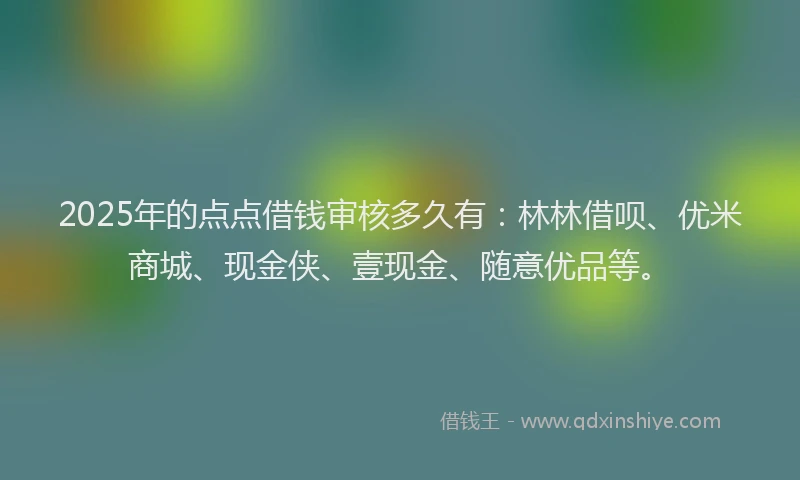 2025年的点点借钱审核多久有：林林借呗、优米商城、现金侠、壹现金、随意优品等。
