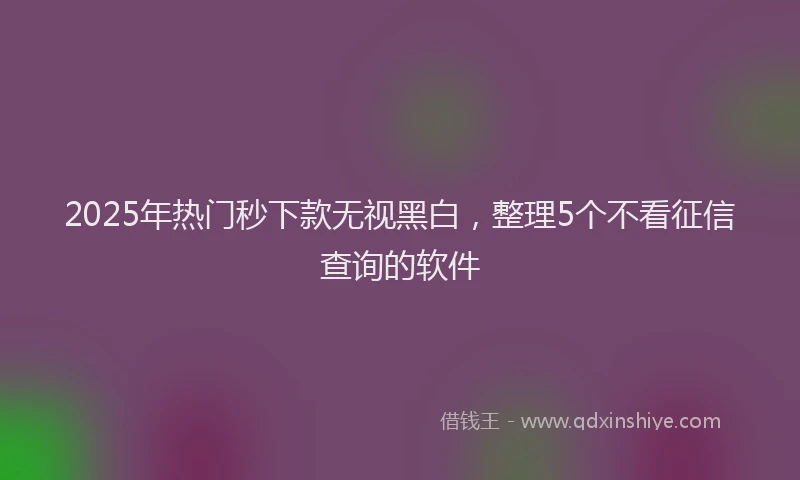 2025年热门秒下款无视黑白，整理5个不看征信查询的软件