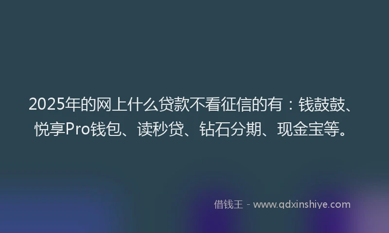 2025年的网上什么贷款不看征信的有：钱鼓鼓、悦享Pro钱包、读秒贷、钻石分期、现金宝等。