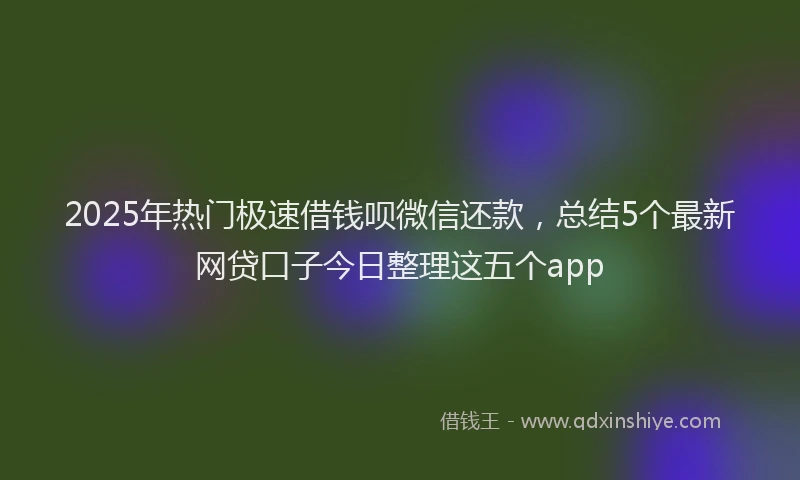 2025年热门极速借钱呗微信还款，总结5个最新网贷口子今日整理这五个app