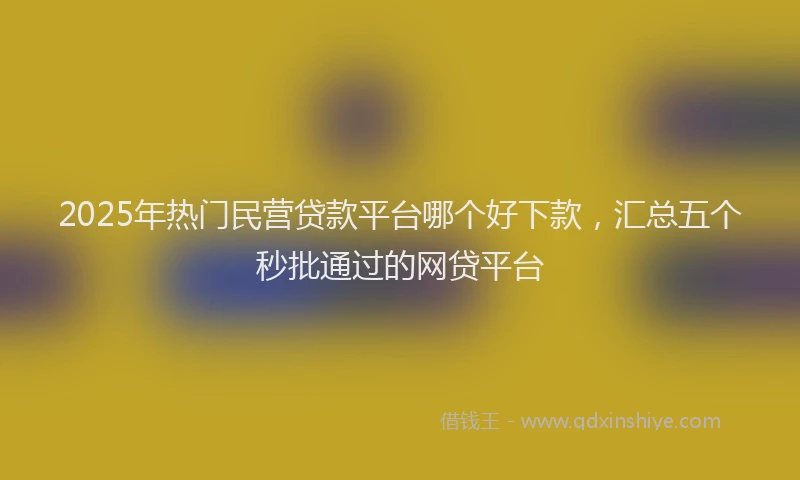 2025年热门民营贷款平台哪个好下款，汇总五个秒批通过的网贷平台