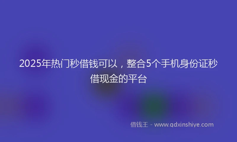 2025年热门秒借钱可以，整合5个手机身份证秒借现金的平台