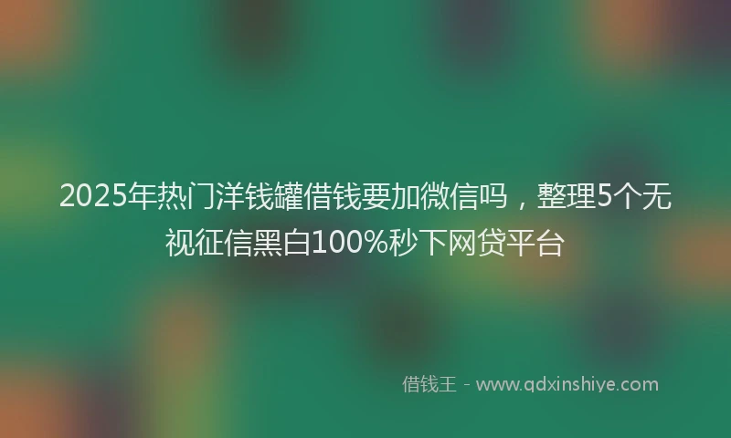 2025年热门洋钱罐借钱要加微信吗，整理5个无视征信黑白100%秒下网贷平台